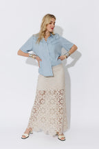 Ivory Luxe Cotton Crochet Skirt