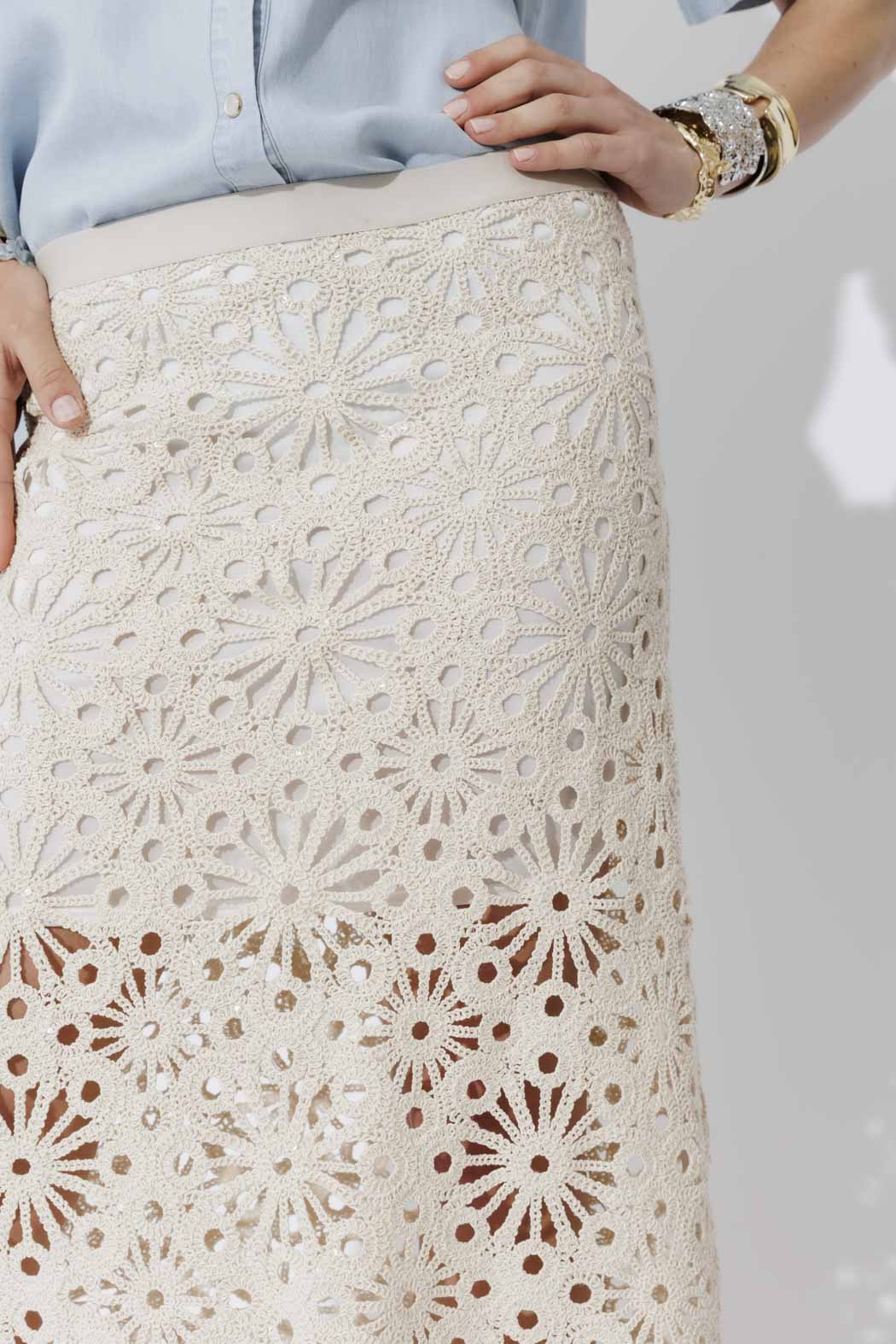 Ivory Luxe Cotton Crochet Skirt