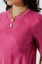 Raspberry Cupro/Linen Bias Top