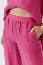 Raspberry Cupro/Linen Floaty Pant