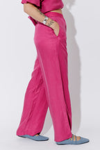 Raspberry Cupro/Linen Floaty Pant