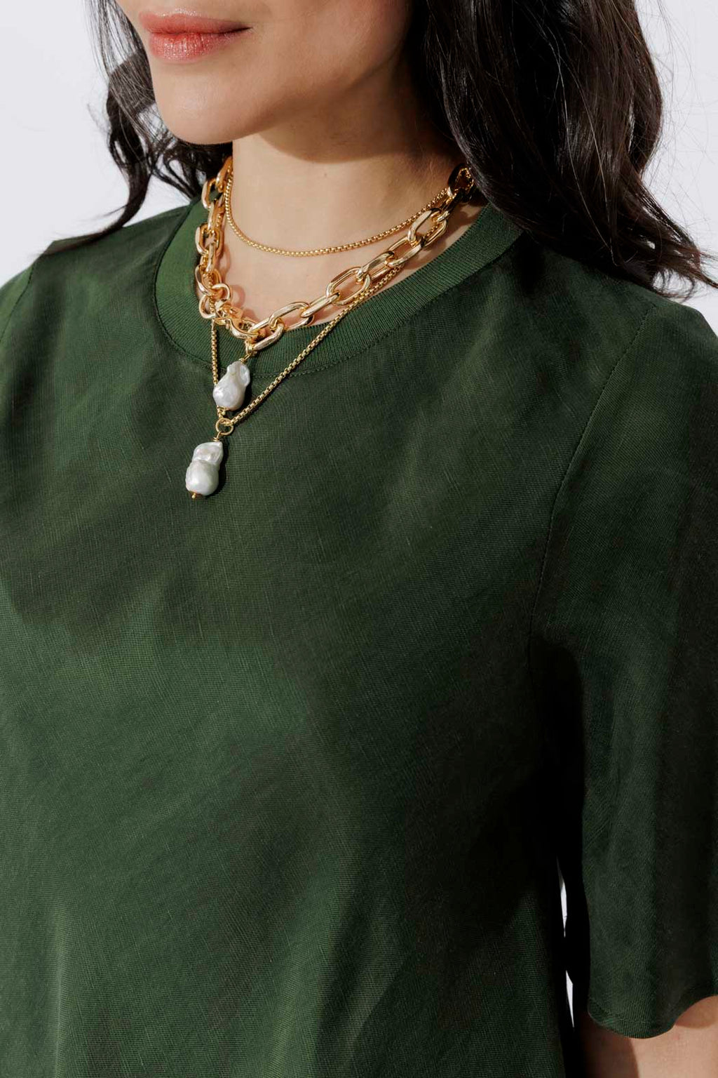 Forest Cupro/Linen Bias Top