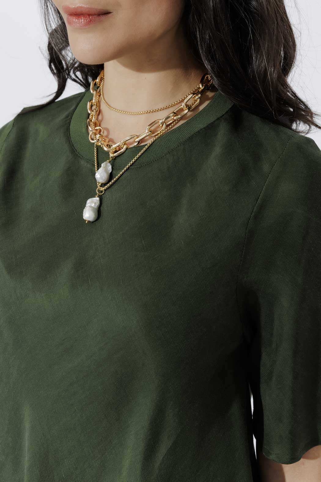 Forest Cupro/Linen Bias Top