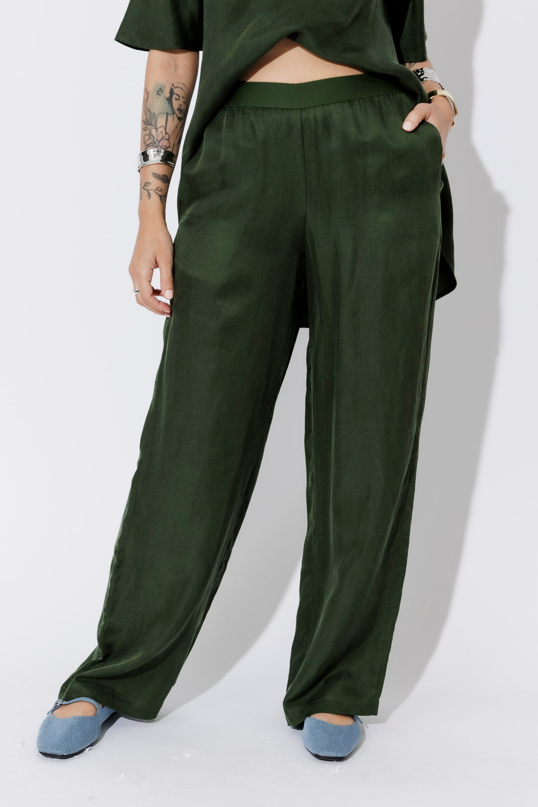 Forest Cupro/Linen Floaty Pant