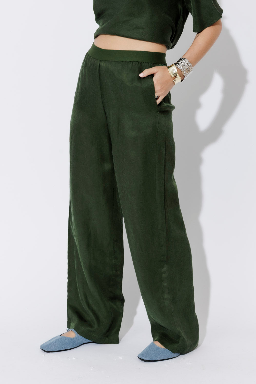 Forest Cupro/Linen Floaty Pant