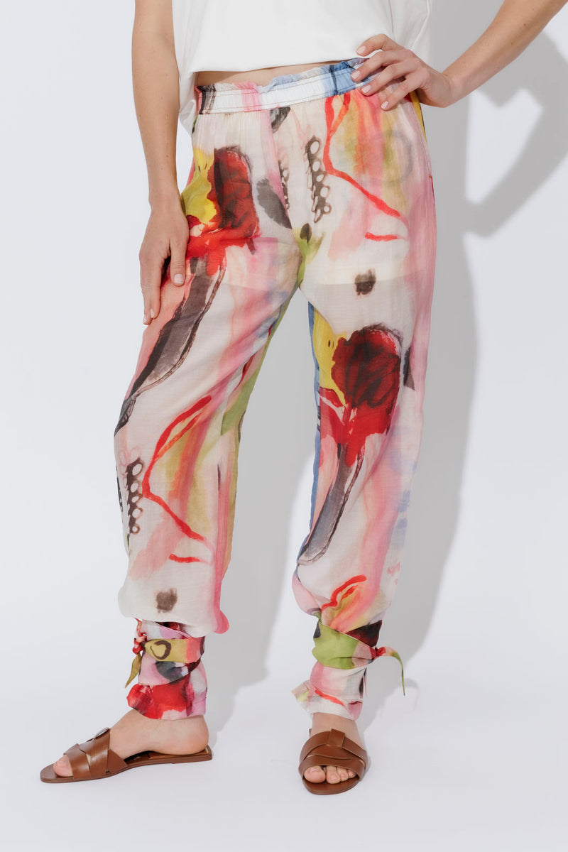 Print Lyocell Tie Pant