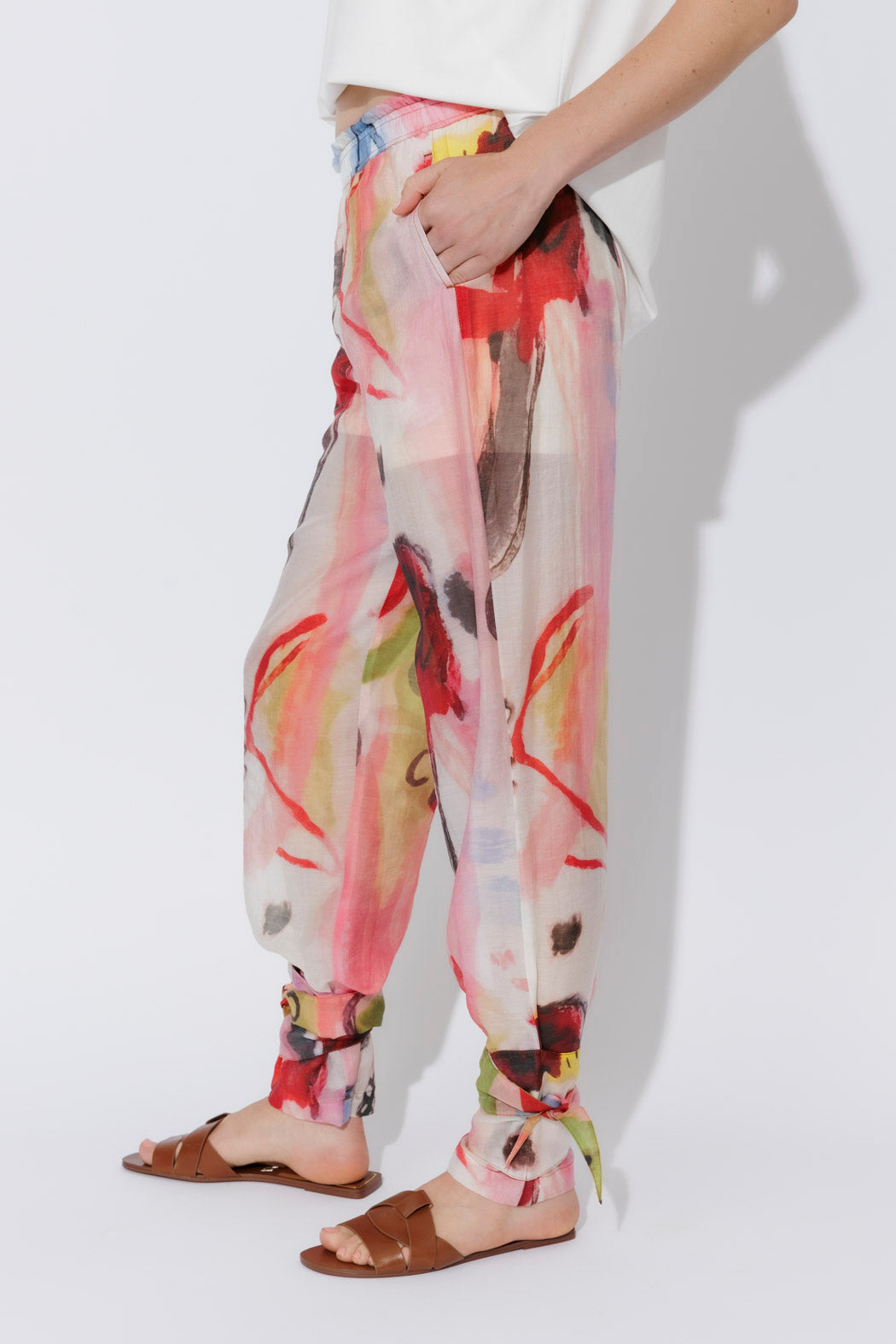 Print Lyocell Tie Pant