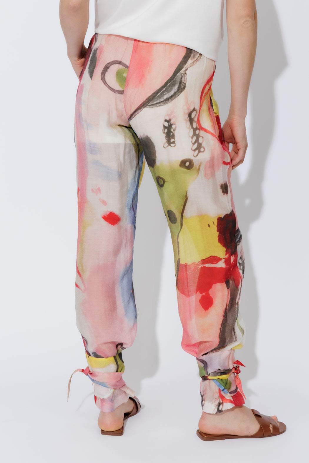 Print Lyocell Tie Pant