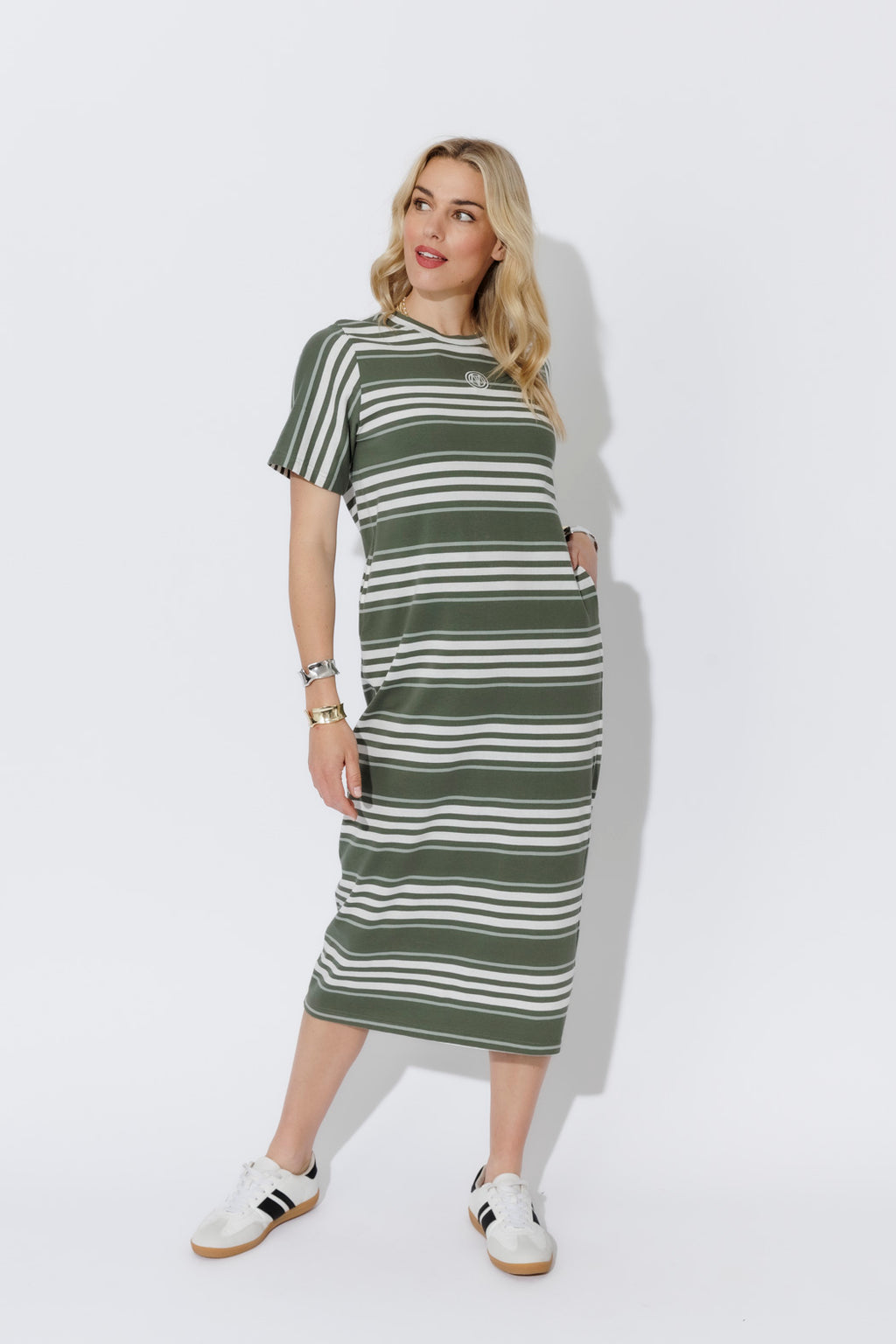 Sage Stripe Cotton Sport Dress