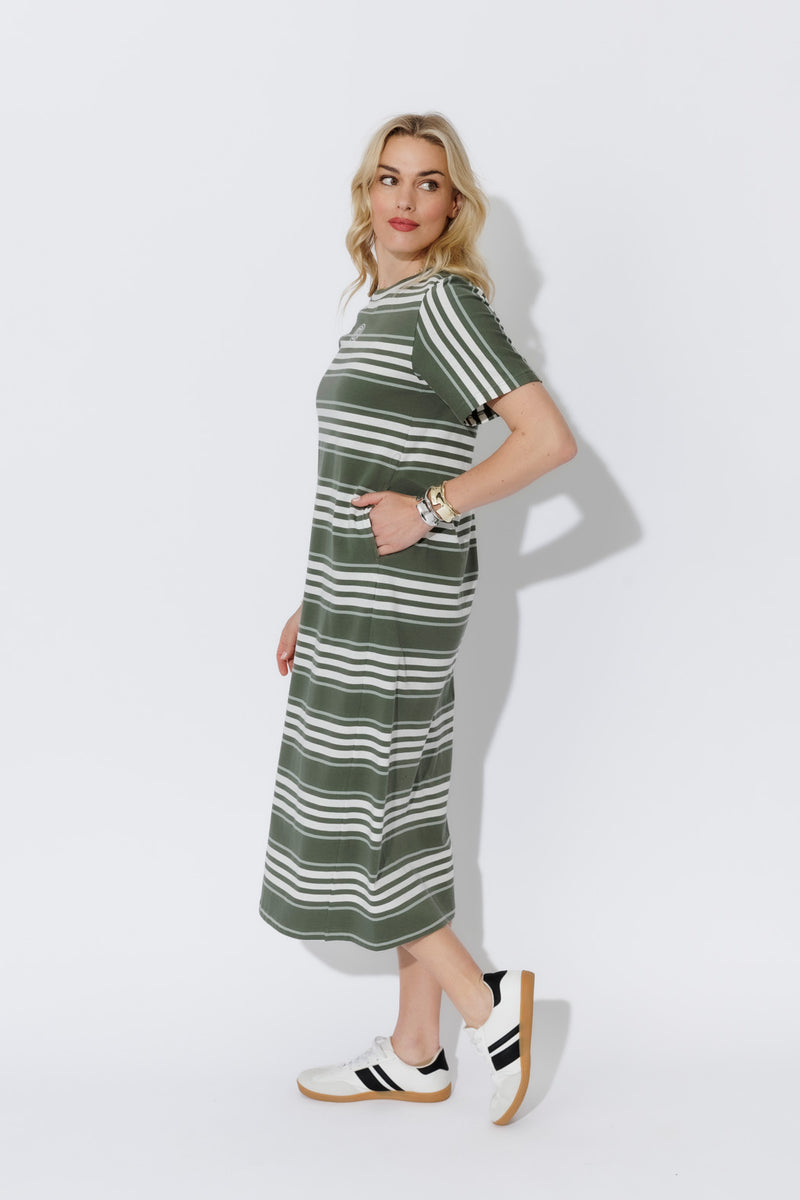 Sage Stripe Cotton Sport Dress
