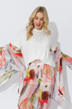 White Tencel Embellished T-Shirt