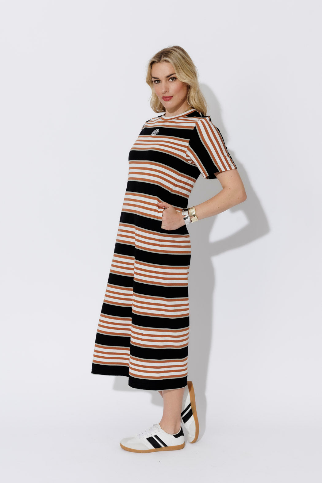 Tan Stripe Cotton Sport Dress