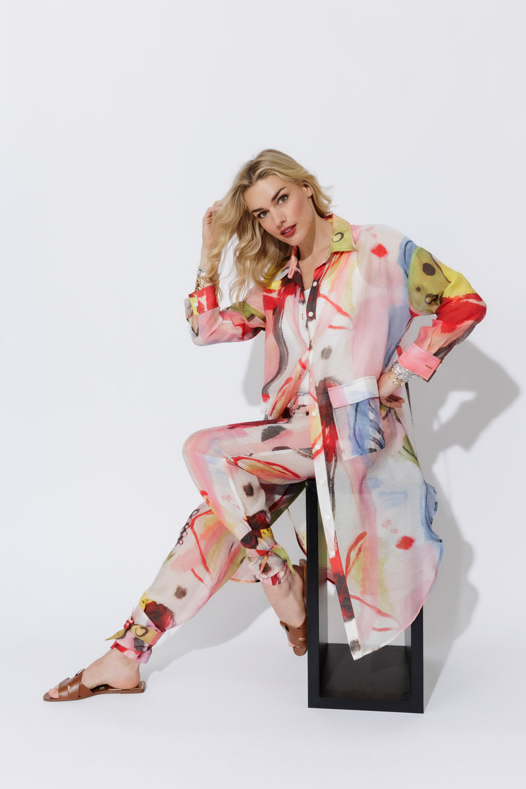 Print Lyocell Long Shirt