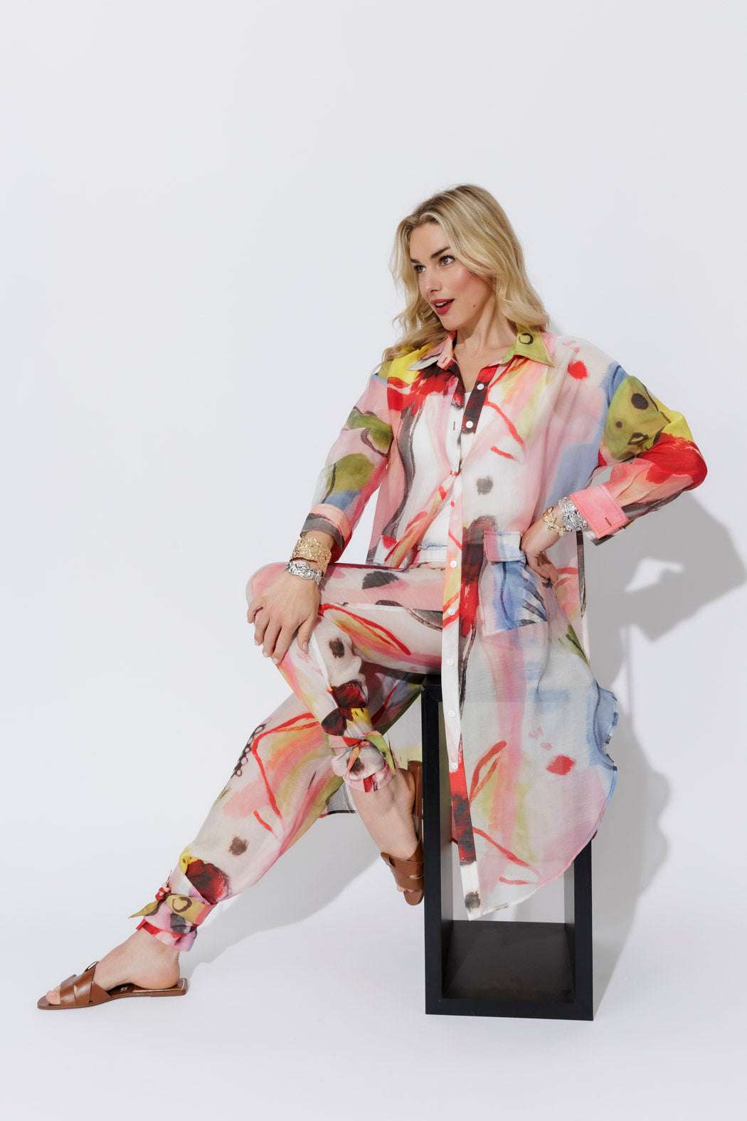 Print Lyocell Long Shirt