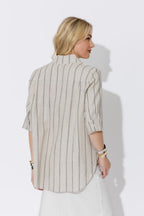 Oatmeal/Navy Oversized Blogger Shirt