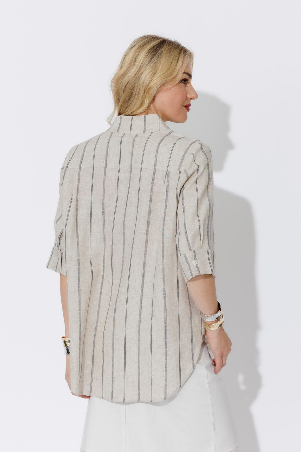 Oatmeal/Navy Oversized Blogger Shirt