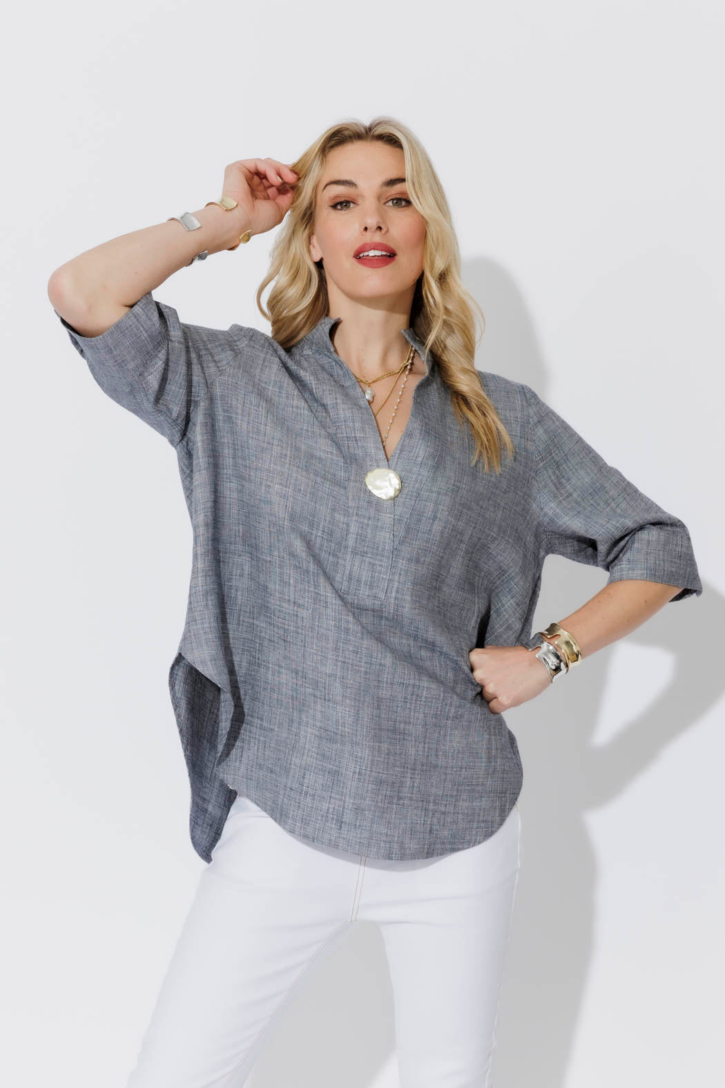 Navy Oversized Blogger Shirt