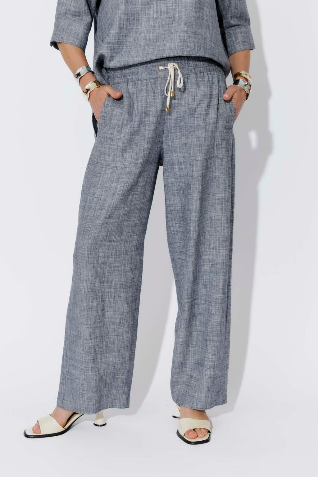 Navy Linen Pant