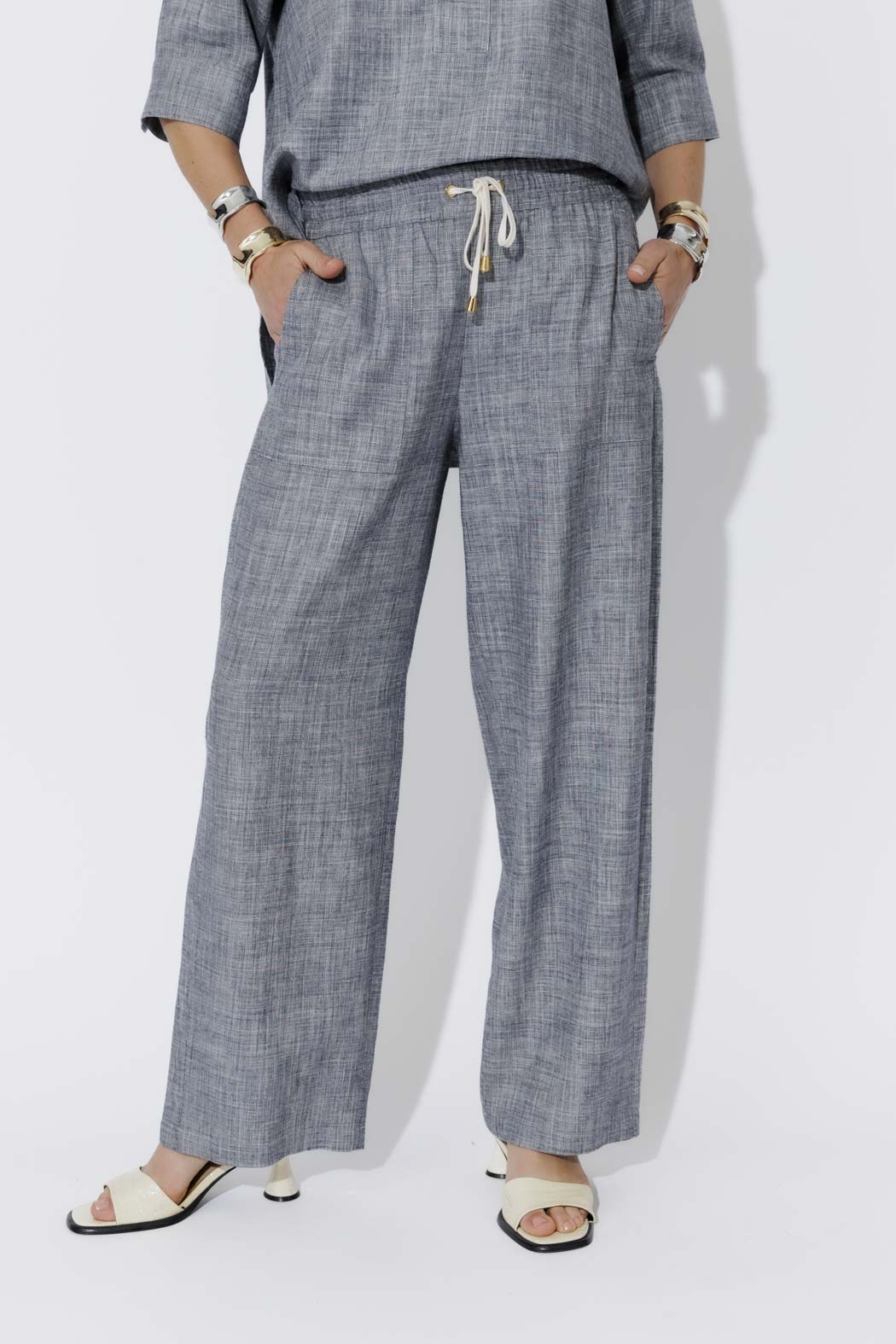 Navy Linen Pant