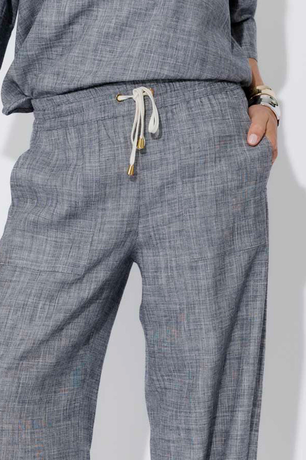Navy Linen Pant