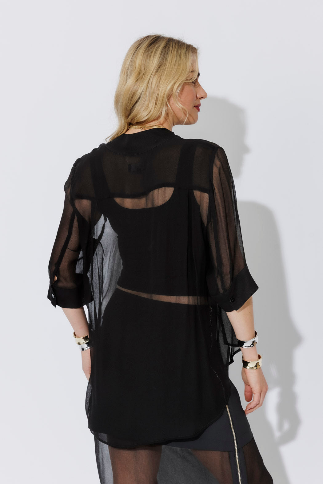 Black Chiffon Oversized Blogger Shirt