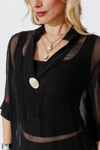 Black Chiffon Oversized Blogger Shirt