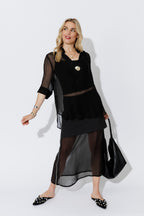 Black Chiffon Zip Skirt