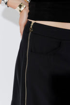 Black Chiffon Zip Skirt