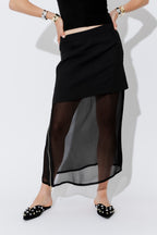 Black Chiffon Zip Skirt