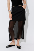 Black Chiffon Zip Skirt