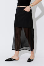Black Chiffon Zip Skirt