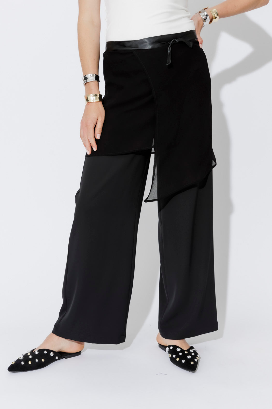 Black Chiffon Wrap Pant