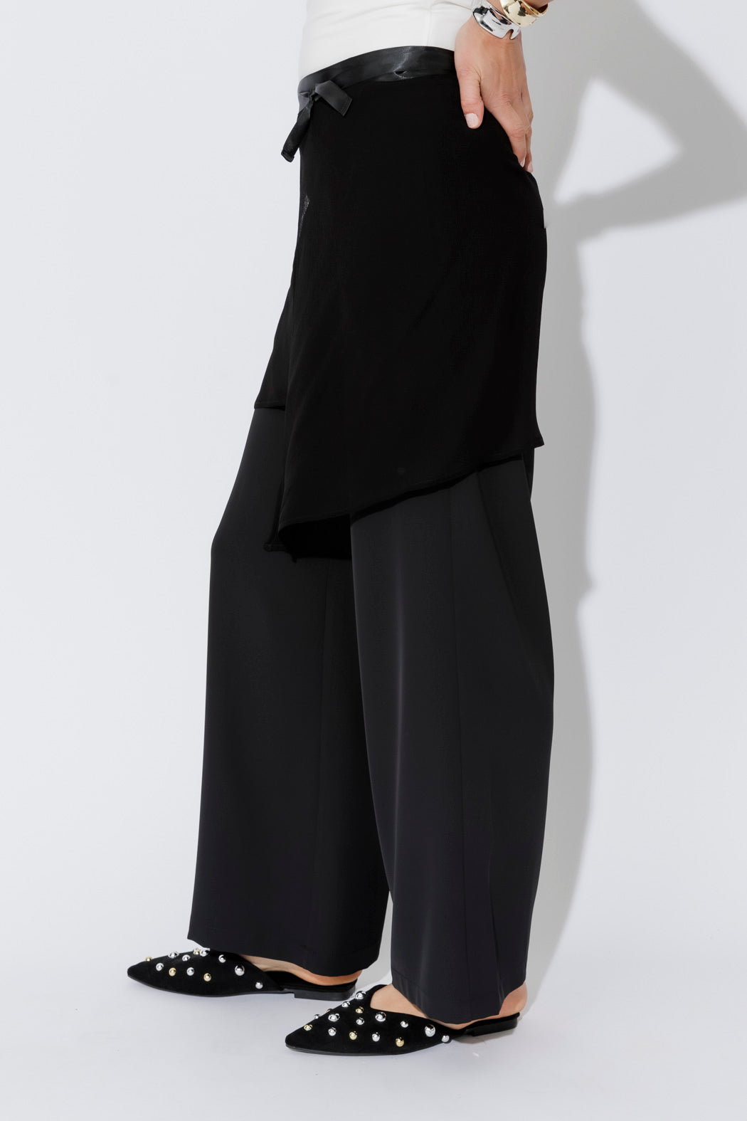 Black Chiffon Wrap Pant