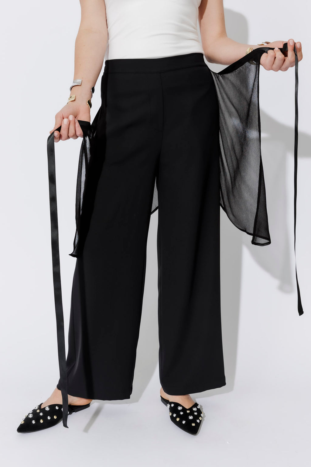Black Chiffon Wrap Pant