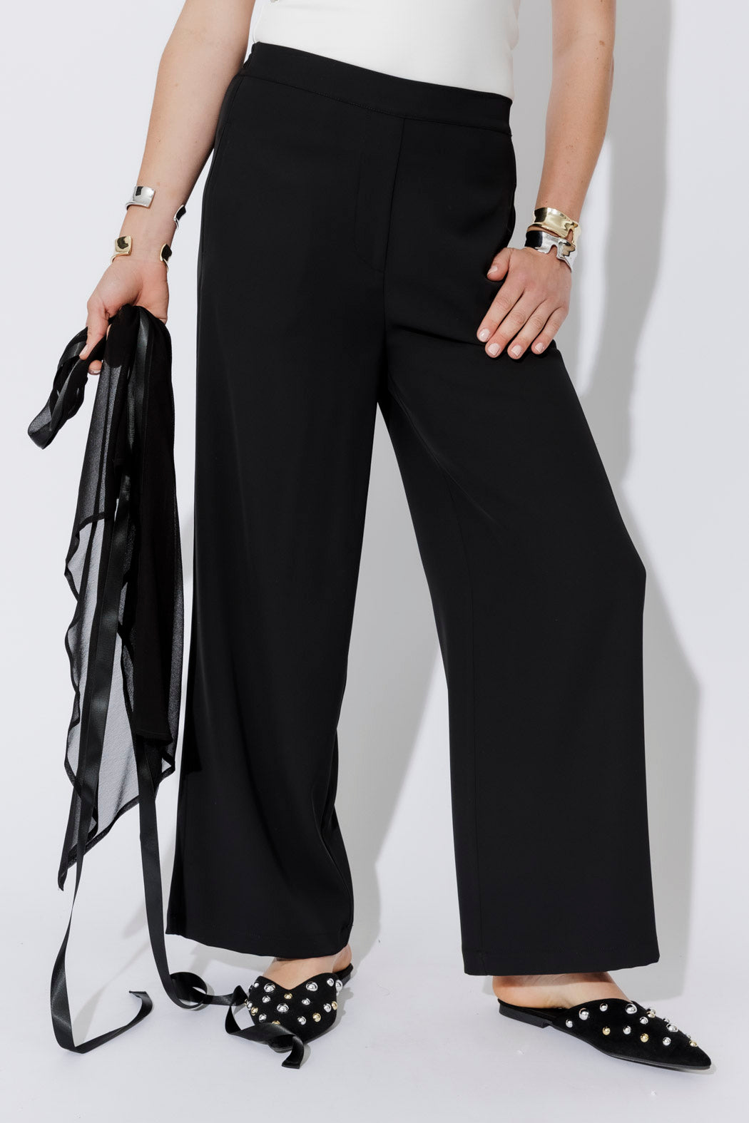 Black Chiffon Wrap Pant