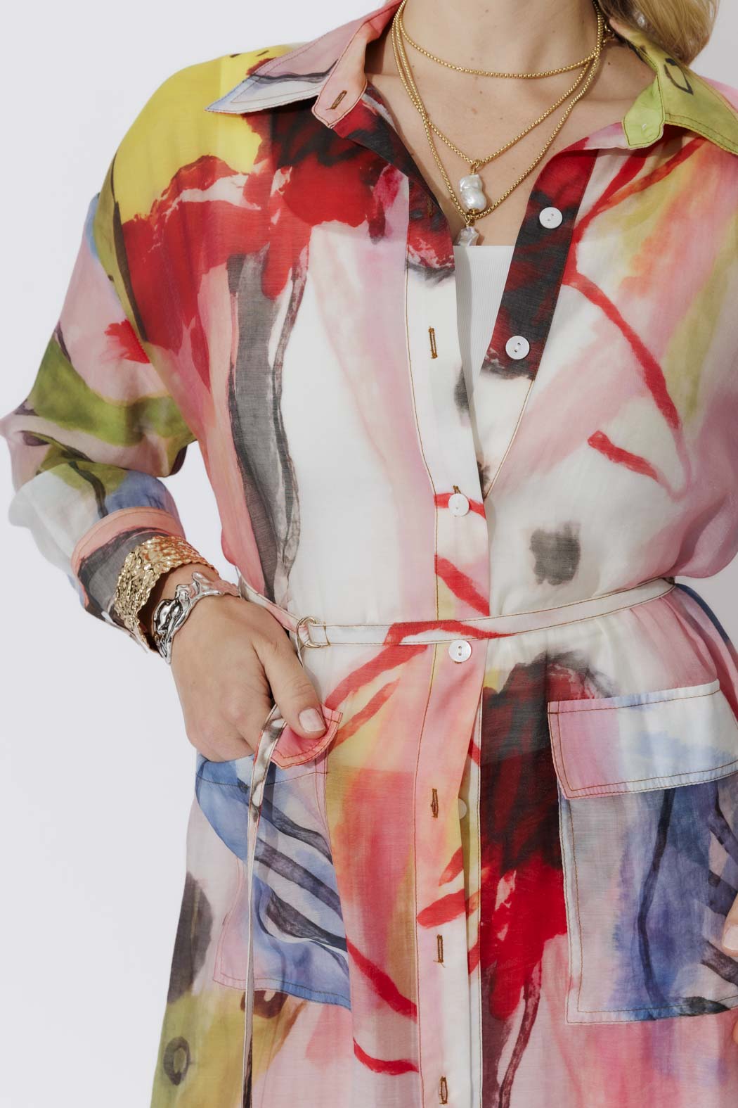 Print Lyocell Long Shirt
