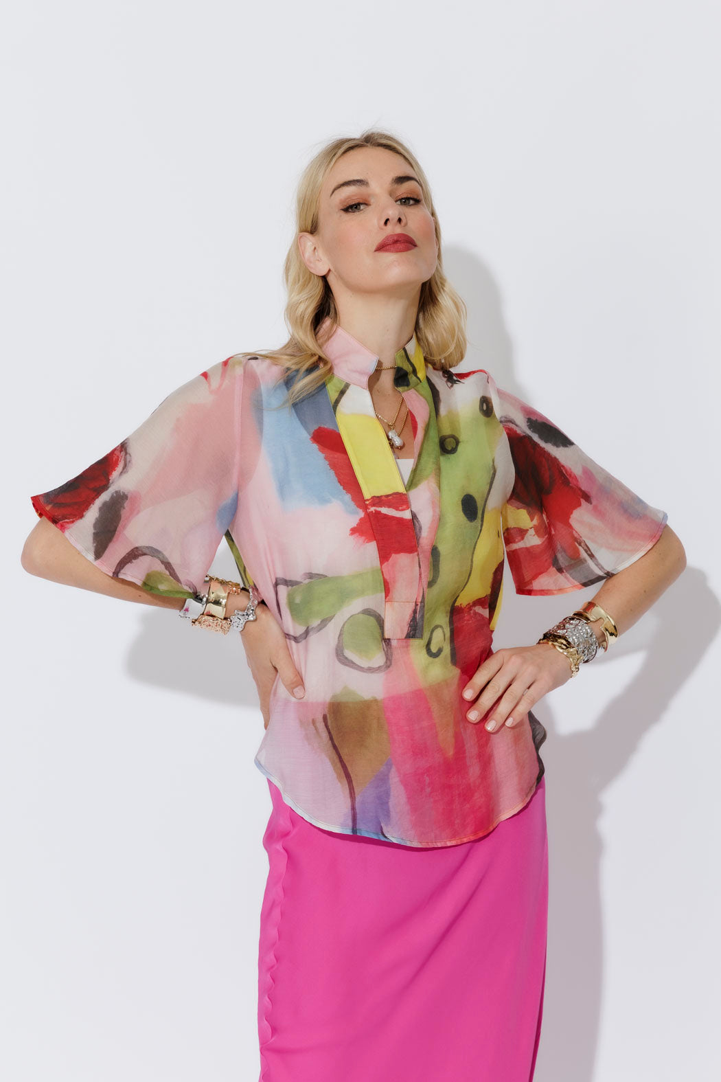 Print Lyocell Fluted Blogger Shirt