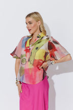 Print Lyocell Fluted Blogger Shirt