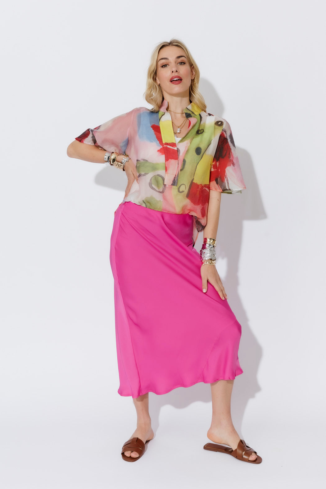 Print Lyocell Fluted Blogger Shirt