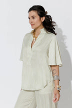 Chartreuse Stripe Fluted Blogger Shirt
