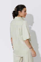 Chartreuse Stripe Fluted Blogger Shirt
