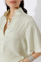 Chartreuse Stripe Fluted Blogger Shirt
