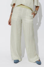 Chartreuse Stripe Wide Leg Pant