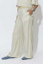 Chartreuse Stripe Wide Leg Pant