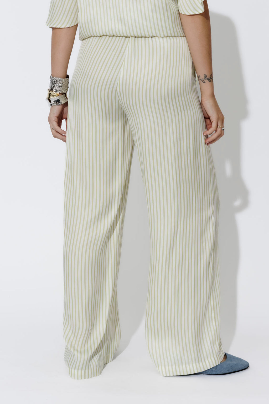 Chartreuse Stripe Wide Leg Pant