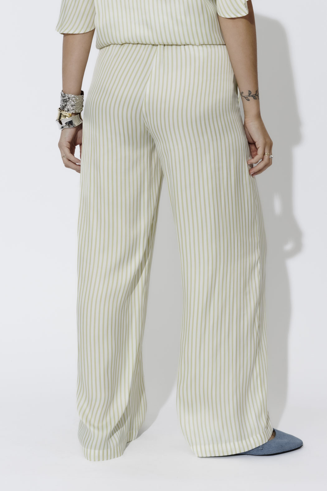 Chartreuse Stripe Wide Leg Pant