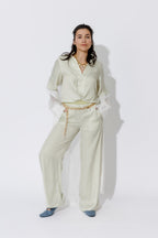 Chartreuse Stripe Wide Leg Pant
