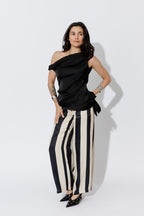 Black Glow Silky Drape Top