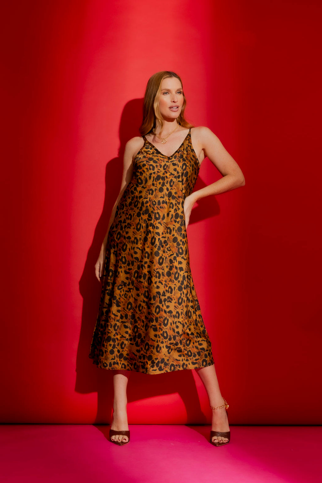 Tan Animal Bias Dress