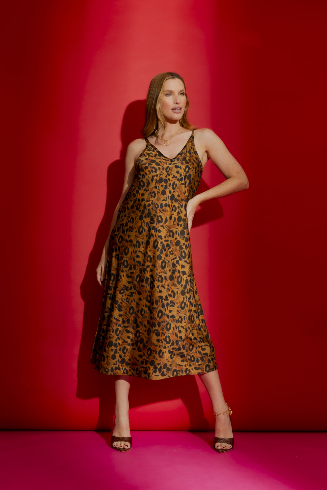 Tan Animal Bias Dress